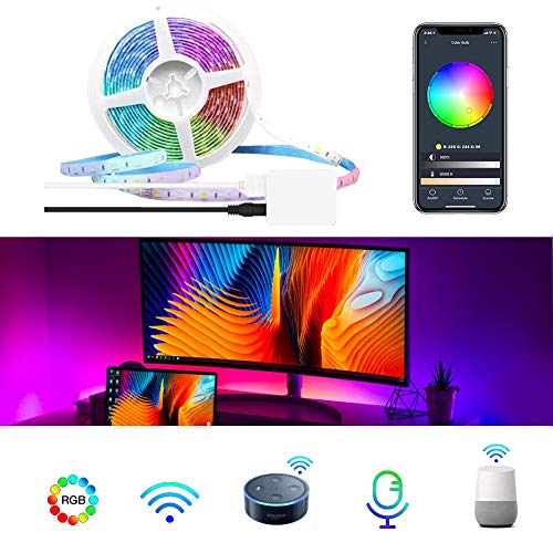 Smart LED Strip Lights, LUMIMAN WiFi RGBW 1400 Lumens, Remote Control Kit 16.4ft 150leds 5050 Waterproof IP65, Work with Apple siri Shortcuts, Compatible with Alexa and Google Assistant