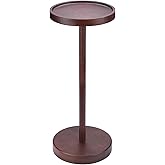 EVERBBKING Solid Acacia Wood Pedestal End Table - Small Round Martini Table