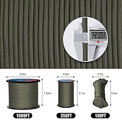 INKEN 1000 lb Paracord, Paracord Rope with 12 Inner