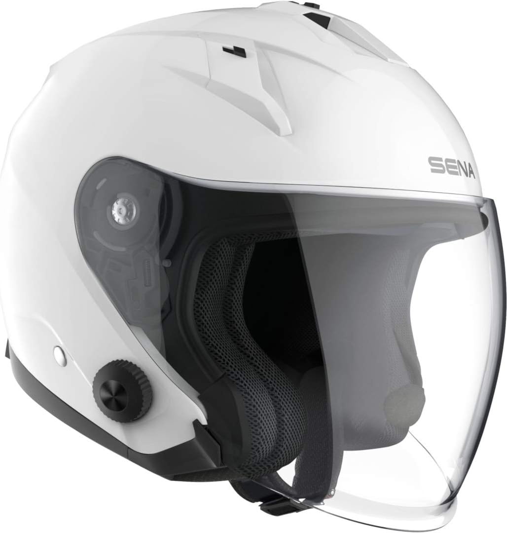 SENA ECONO-GW00M Econo Casque Jet avec Syst/&egrave;me de Communication Int/&eacute;gr/&eacute; Blanc Brillant Taille M