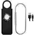The Original Self Defense Siren Personal Safety Alarm for Women, Men, Kids, Elderly - SOS LED Strobe Light - Air Travel/TSA Friendly - Emergency Safe Key Chain Device, Pocket Size - Black Rechargeable
