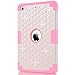 iPad Mini Case,iPad Mini 2 Case,iPad Mini 3 Case,iPad mini Retina Case, PIXIU Three Layer Armor Defender Protective Case Cover for Apple iPad Mini 1/2/3 (White/Pink)