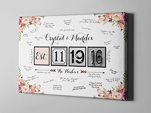 SALE 50% Off Canvas Guest Book, Wedding Canvas Guest Book, Boho Floral Guest Book, Canvas Anniversary Gift Keepsake, FREE SHIPPING! (CGB18)