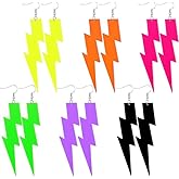 5 Pairs 80s 90s Colorful Tape Earrings for Women, Large Retro Geometry Pendant Accessories for 80's Outfit, Neon Acrylic Earrings for Women, Dangle Earrings for Glow Party Accessories