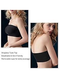 Fasoar Sujetador tipo bandeau para mujer, sin tirantes, sin costuras, acolchado, 2   4 unidades