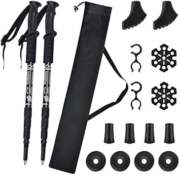 Amazon Numola 21トレッキングポール 超軽量 コンパクト 登山ストック アルミ合金多機能 登山杖 2本セット 3段伸縮 アンチショック機能付 屋外キャンプハイキングスティック Numola トレッキングポール