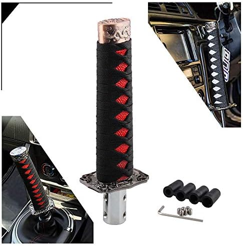 RYANSTAR Katana Shift Knob Samurai Sword Gear Shifter with 4 Adapters Universal Fit Compatible with Manual Cars Most Automatic Cars with 4 Adapters Black+Red: Home Improvement