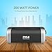 Pyle Wireless Portable Bluetooth Speaker - 200 Watt Power Rugged Compact Audio Stereo System - Rechargeable Battery, 3.5mm AUX Input Jack, FM Radio, MP3, Micro SD and USB Reader - PBMSQG12,BLACK