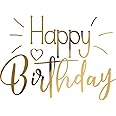 Transparent Decal Stickers of Happy Birthday (Metallic Gold) Premium Waterproof Vinyl Decal Stickers for Laptop Phone Accessory Helmet Car Window Mug Tuber Cup Door Wall Decoration ANDVER1d46746GOFBA