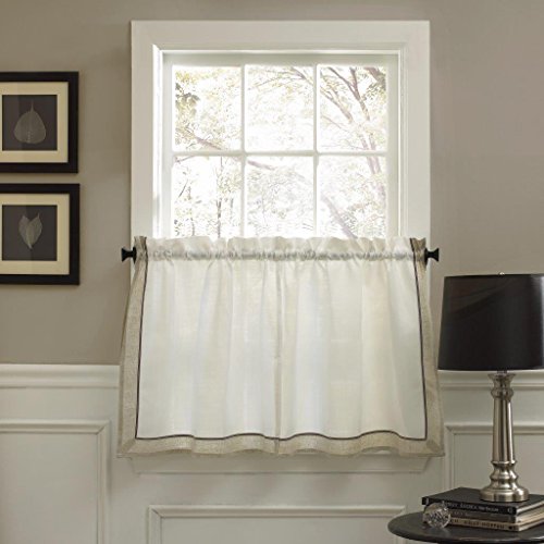 Lorraine Home Fashions Stratford Tier Curtain Pair, 56 by 24-Inch, Natural