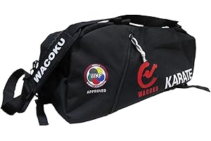 Wacoku WKF APPROVED KARATE DUFFEL SPORTS BAG & BACK PACK, Black
