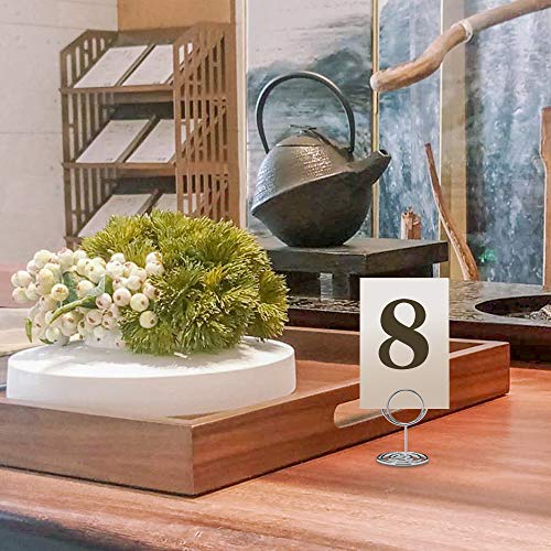 Jofefe 20pcs Mini Place Card Holders, Cute Table Number Holders, Classy Table Card Holder Table Picture Stands, Elegant Wire Photo Holder Menu Memo Clips, Idea for Wedding, Anniversary Party (Silver) - Thumbnail 3