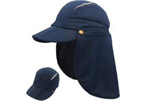 LLmoway Men Women Safari Fishing Sun Cap with Removable Neck Flap Quick Dry Hats