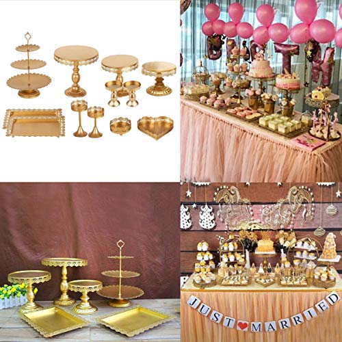 Set of 12 Pieces Cake Stands Iron Gold Cupcake Holder Fruits Dessert Display Plate for Baby Shower Wedding Birthday Party Celebration Home Decor Serving Platter