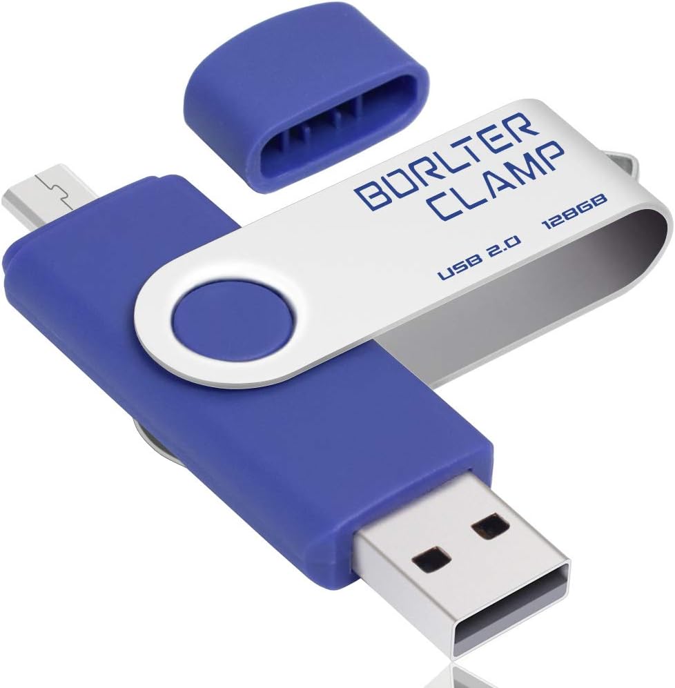 BORLTER CLAMP 128GB Dual USB Flash Drive Micro USB OTG Swivel Android Phone