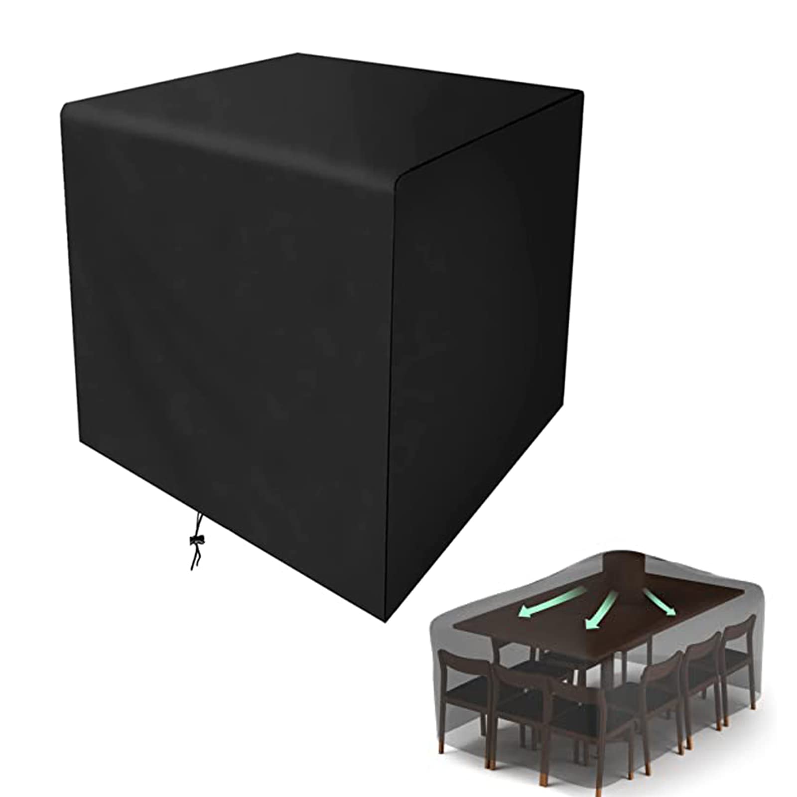 Garden Patio Table Covers, 90 X 90 X 90 Cm/35.4 X 35.4 X 35.4 Inches Weatherproof Breathable Foldable Dust Cover with Rope and Loop for Chair and Sofa