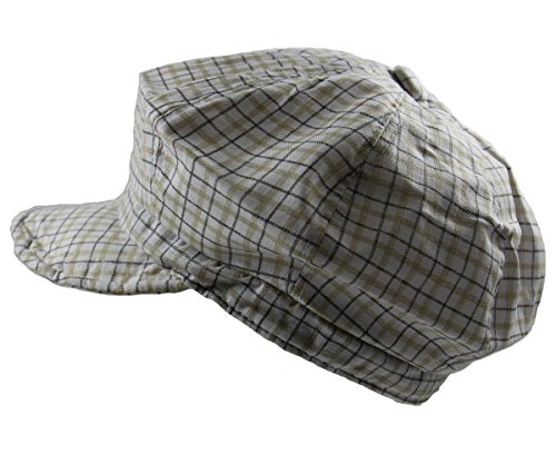 Ladies 100% Linen Newsboy Cap (White/Khaki)