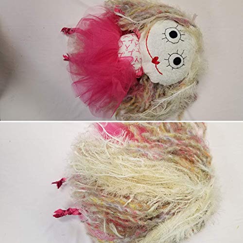 Handmade Big Hair Head Girly Pink Ribbon Doll - Thumbnail 2