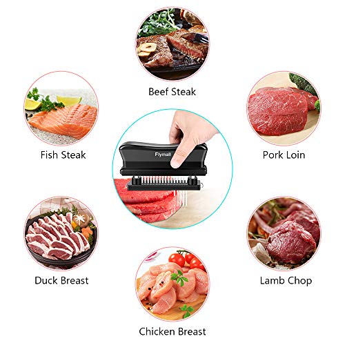 Meat Tenderizer, Kitchen Gadget Meat Tenderizers Tool with 48 Stainless Steel Sharp Needle Blade Tenderizing Beef, Chicken, Pork, BBQ, Marinade & Flavor Maximizer FDA Approved (Black)