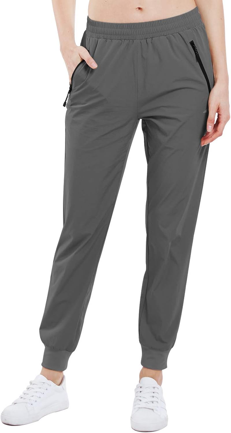 VAYAGER Women's Hiking Athletic Joggers Pants Running Sweat Pants Quick Dry Zipper Pockets Lightweight UPF 50+: Clothing