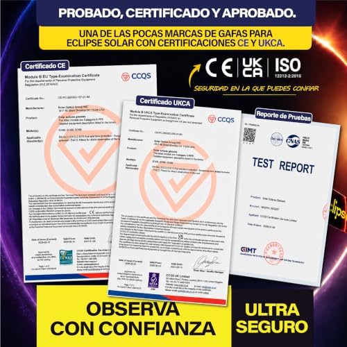 10 Gafas Eclipse Solar con 3 Filtros para Móvil – Certificadas ISO 12312-2, CE & UKCA, Kit Completo para Ver y Fotografiar el Eclipse 2026