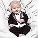 Baby Boy All-in-one Tuxedo Suit Wedding Formal Party Romper Outfit (Size:80 for 7-12months, Black)