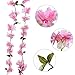 Artiflr 2 Pack Artificial Silk Plants Cherry Blossom Hanging Vine Spray Arrangements Faux Garland Fake Wreath Home Garden Wedding Decor (Pink)