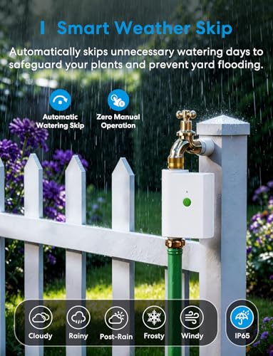 meross WiFi Water Hose Timer with WiFi Hub, Smart Sprinkler Valve with Brass Inlet & Outet, Work with Apple Homekit, Alexa & Google Assistant, Watering Timer for Lawn, Garden, Yard and Pool