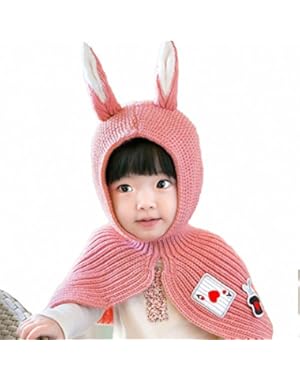 Babies Girls Boys Fall Winter Rabbits Ears Hat Scarf Scarf Shawl Cape Beanies Knit Hat Acrylic Watch Cap for Babies...