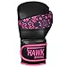 Hawk Pink Boxing Gloves Ladies Women's Flowers Girls Leather Training Gloves Bag Gloves Mitts Muay Thai Kick Boxing Gloves (Black, 16oz)