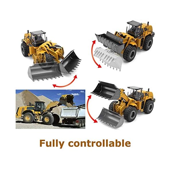 RCTOYS 1:14 TR-213 2.4GHz 10CH Schwenkbarer Schaufel Radlader, RC Ferngesteuerter Bagger Baustellen-Fahrzeug, Modell mit… – Bild 4