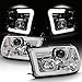 AKKON - For 2009-2018 Dodge RAM 1500 2500 3500 LED Daytime Running Light Bar Projector Headlights Chrome Housing Clear Lens Set