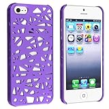 eForCity Snap-on Case Compatible with Apple iPhone 5, Dark Purple Bird Nest Rear