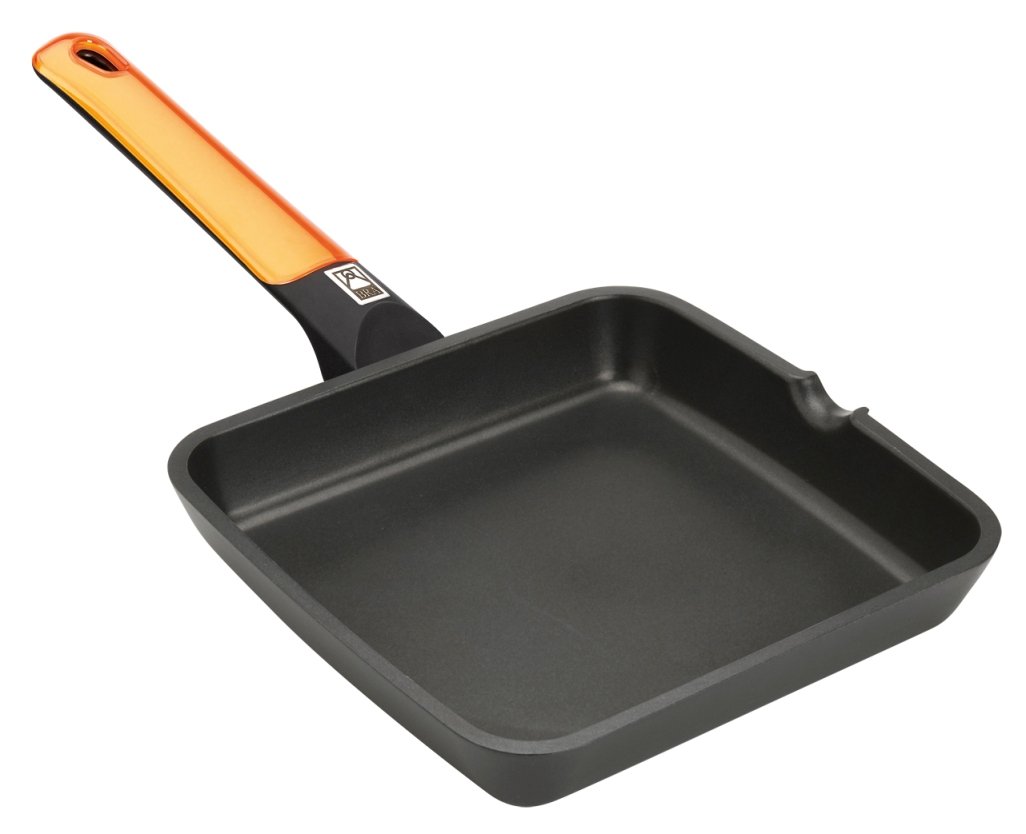 Braisogona Efficient Aluminium Square Grill Pan with Handle, 28 cm, Orange, Cast