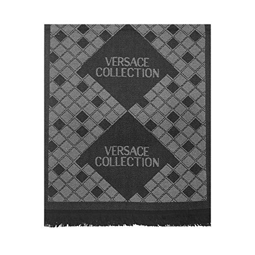 Versace Collection Men's Wool Scarf Diamond BLACK GREY