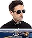 ATTCL Men's Polarized Aviator Sunglasses Rectangular for Men Driving Fishing Golf 8001-Black