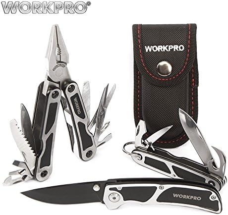 WORKPRO 3PC Camping Tool Set Multi Pliers Tactical knife Saw Bottle Opener Scissor Screwdriver Survival Tool Kits