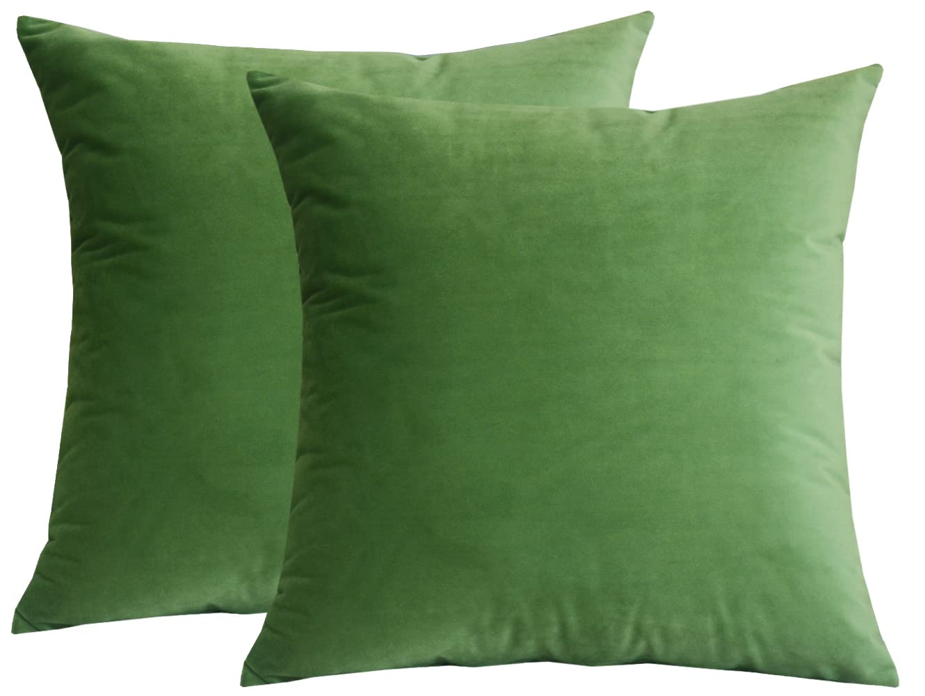 Lutanky Velvet Soft Throw Pillow Case Decorative Square Cushion Covers for Sofa Bedroom Living Room 20" X 20" （50 x 50 cm） Set of 2 Olive-Green