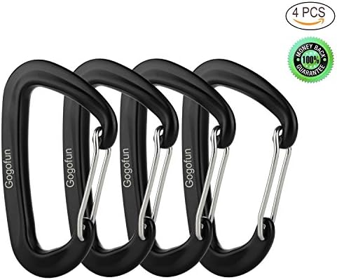 12KN Hammock Carabiner, GOGOFUN Aluminum Carabiner Lightweight Heavy Duty Rated 2645 LBS 7075 Aircraft Aluminum Material Snag Free Carabiner Clip Bulk for Swing Keychain Hiking Backpack (12KN 4 Pack)