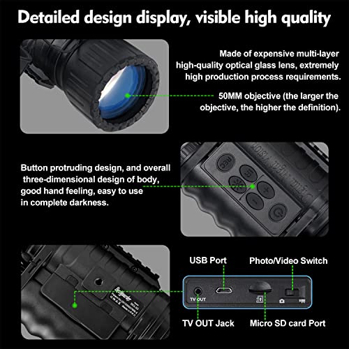 True Digital Night Vision Monocular for adults, IR Illuminator for