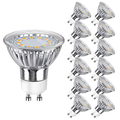 SHINE HAI GU10 LED Light Bulbs 50W Equivalent, 3000K Warm White Track Lighting, 120 Degree Beam Angle, CRI>85, Non-Dimmable, Pack of 12