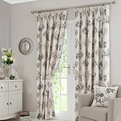 Dunelm Mill Natural Tulip Pencil Pleat Curtains Pair Width 180