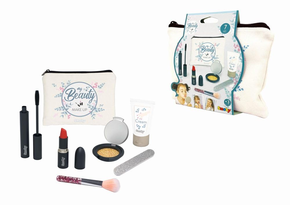 Smoby 7600320150 My Beauty Makeup Set - Includes Mascara, Eye Shadow, Brush, Sparkly Nail File and Hand Cream, Pretend Cosmetics, Ages 3 Years, 18x2x13 cm