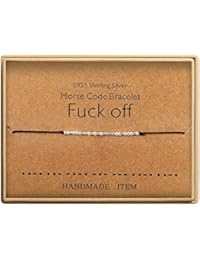 Morse Code Bracelet Sterling Silver Beads on Silk Cord Friendship Bracelet Gift for Her