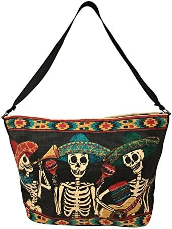 SpiritStar Sugar Skull Purse: Day of the Dead Inspired Daily Travel Bag Made with 100% Cotton