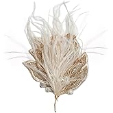Elegant CZ Fascinator Feather Bouquet Brooch Lapel Hair Pin for Women Dainty Shell Pearl Mesh Leaf Brooches Pins Christmas Wedding Tea Party Costume Accessories Jewelry
