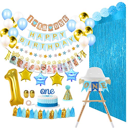 Reigndrop Baby Boy 1st Birthday Decorations Set First Birthday