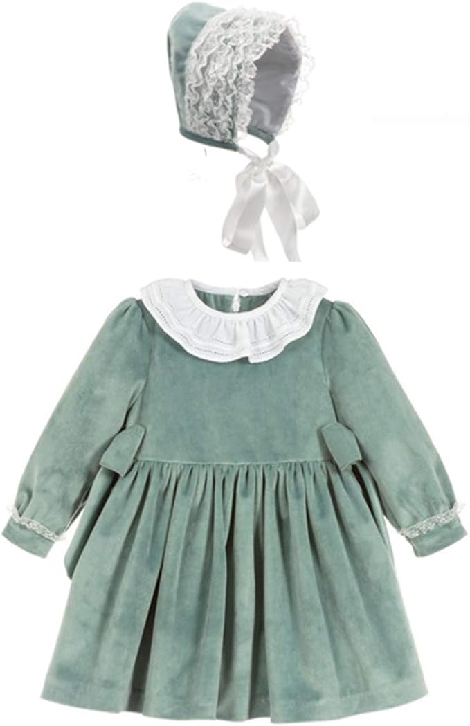 Amazon Co Jp Famuka ベビー服 女の子 2点セット ワンピース 帽子 ドレス フォーマル 女の子 セレモニー 長袖 ベビー 赤ちゃん お正月 七五三 節句 桃の節句 晴れ着 百日祝い 出産祝い ギフト クリスマス パーティー グリーン 90 服 ファッション小物