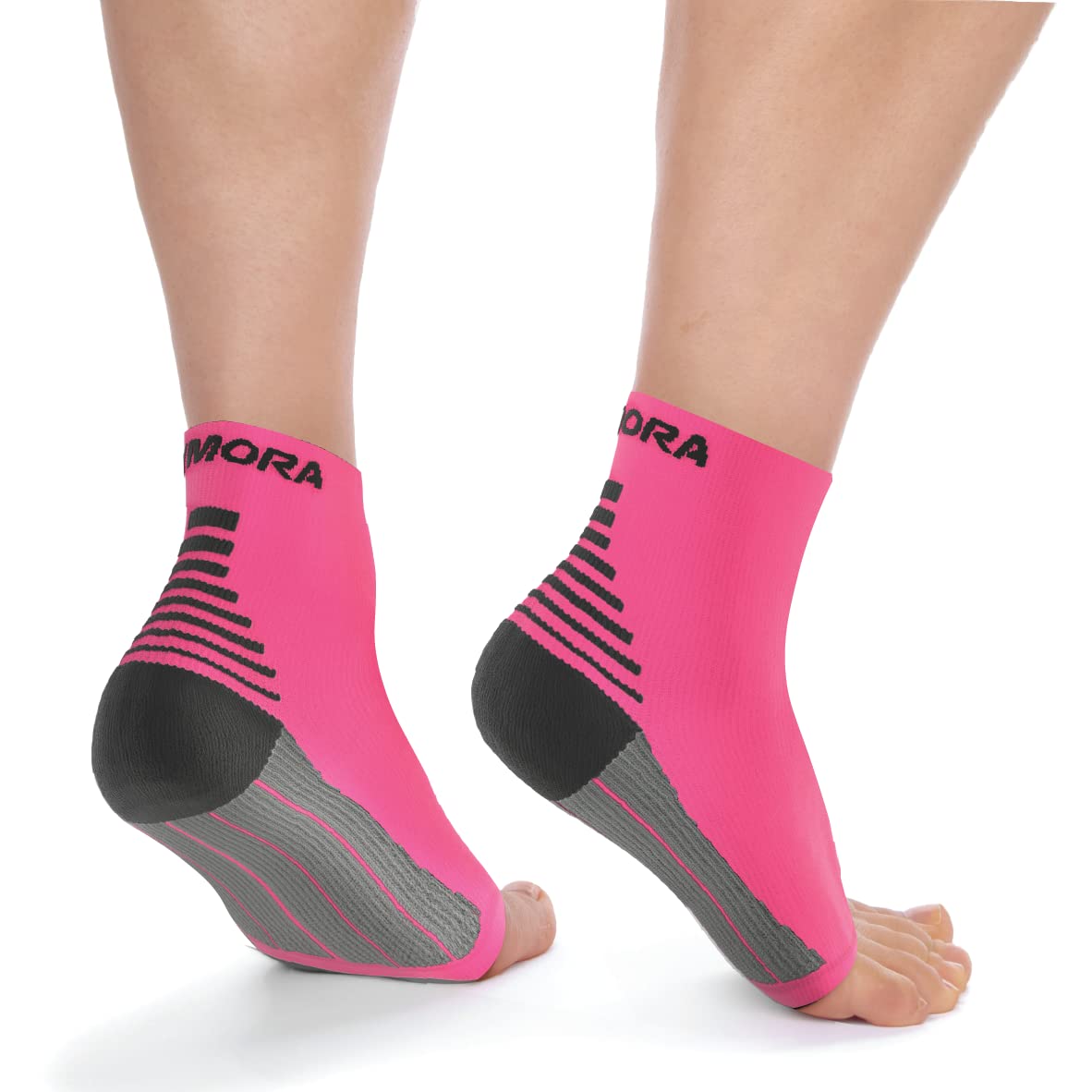 Rymora Foot Compression Socks Sleeves - Ease Plantar Plantar Fasciitis Discomfort and Foot Aches - Supports Heel, Arch & Ankle (One Pair) (Hot Pink) (Extra Large: 29-33cm Arch Circumference) [XL]