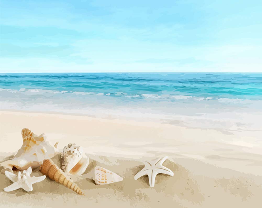 ABEUTY DIY Paint by Numbers for Adults Children, Beach Shell 16x20 inches Number Painting Art Therapy (Framed)